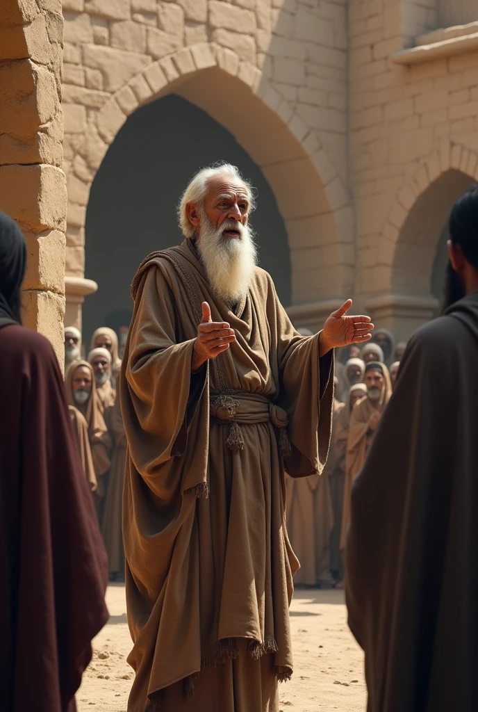 In ancient times, a decrepit man was telling some people about Islam. People's faces cannot be shown.