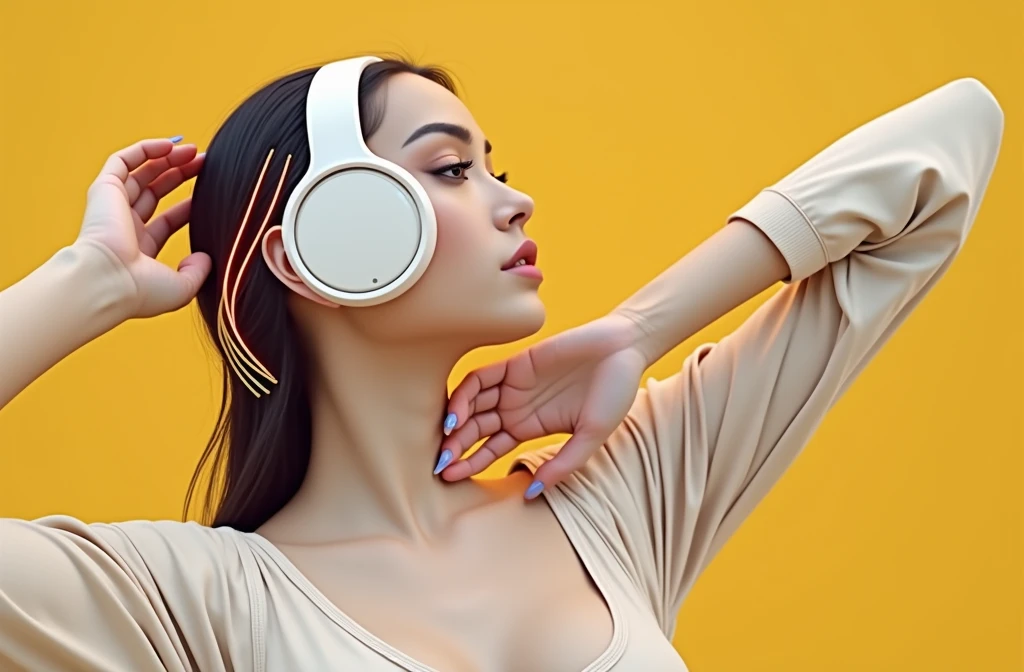 cyberpunk Persian girl, glowing wires, headphone,  dark city, reflective puddles, neon signs,, Photorealistic, Hyperrealistic, Hyperdetailed, analog style, soft lighting, subsurface scattering, realistic, heavy shadow, masterpiece, best quality, ultra realistic, 8k, golden ratio, Intricate, High Detail, film photography, soft focus, RAW candid cinema, 16mm, color graded portra 400 film, remarkable color, ultra realistic,