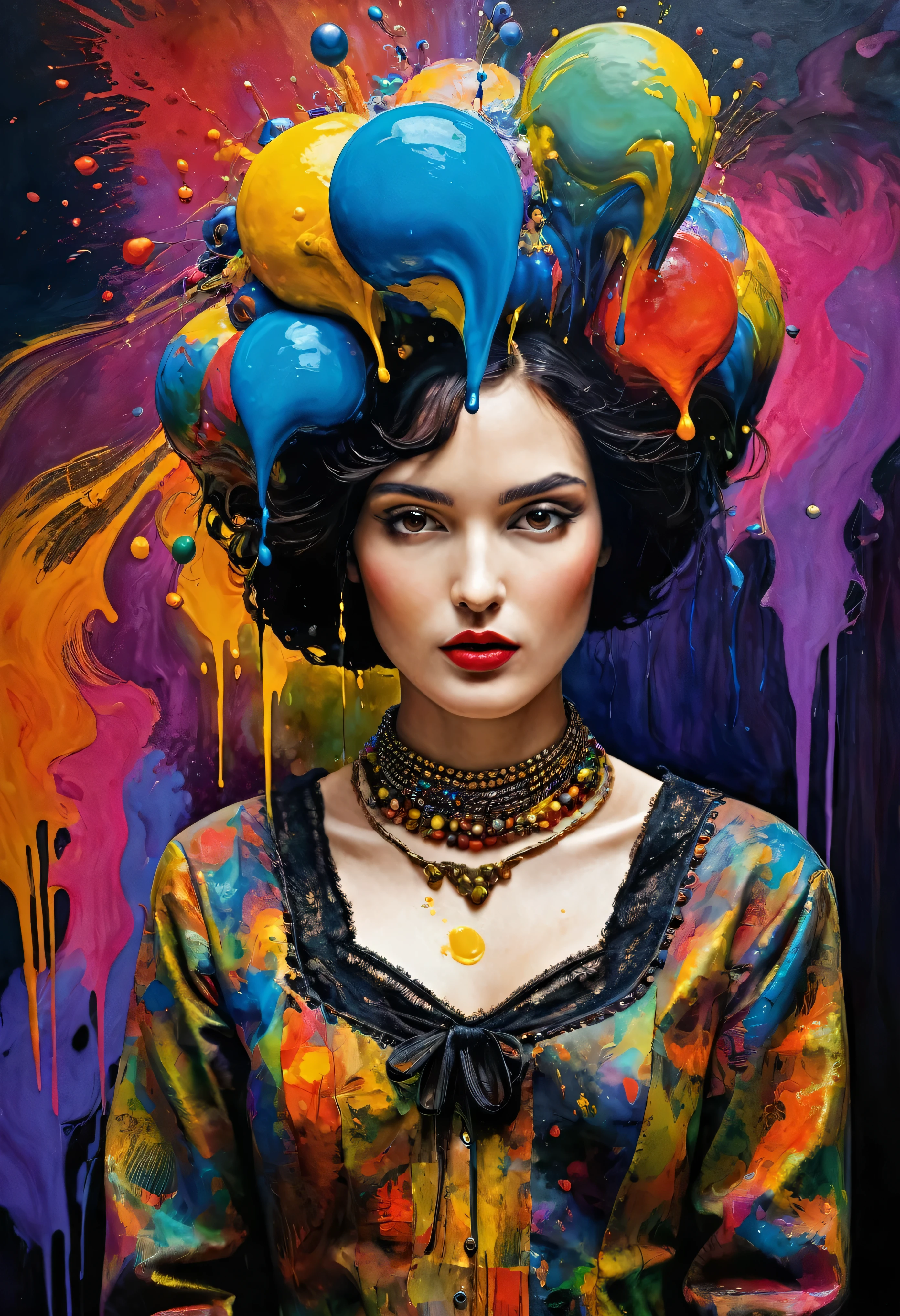 (Artistic Masterpiece of Romantic Life) ( (Themed Art of Life) ( (Conceptual Art) (NFT Exclusive) (Fauvism Work) ()”) Where visual poetry transcends traditional boundaries and embraces the dynamic interplay between creativity and technology Takes),dripping paint,darkart,style, in the style of esao andrews