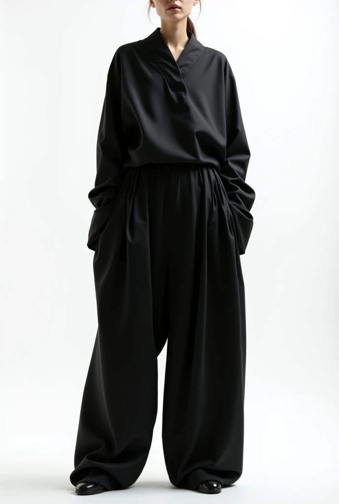 Create an black baggy pant with white background
