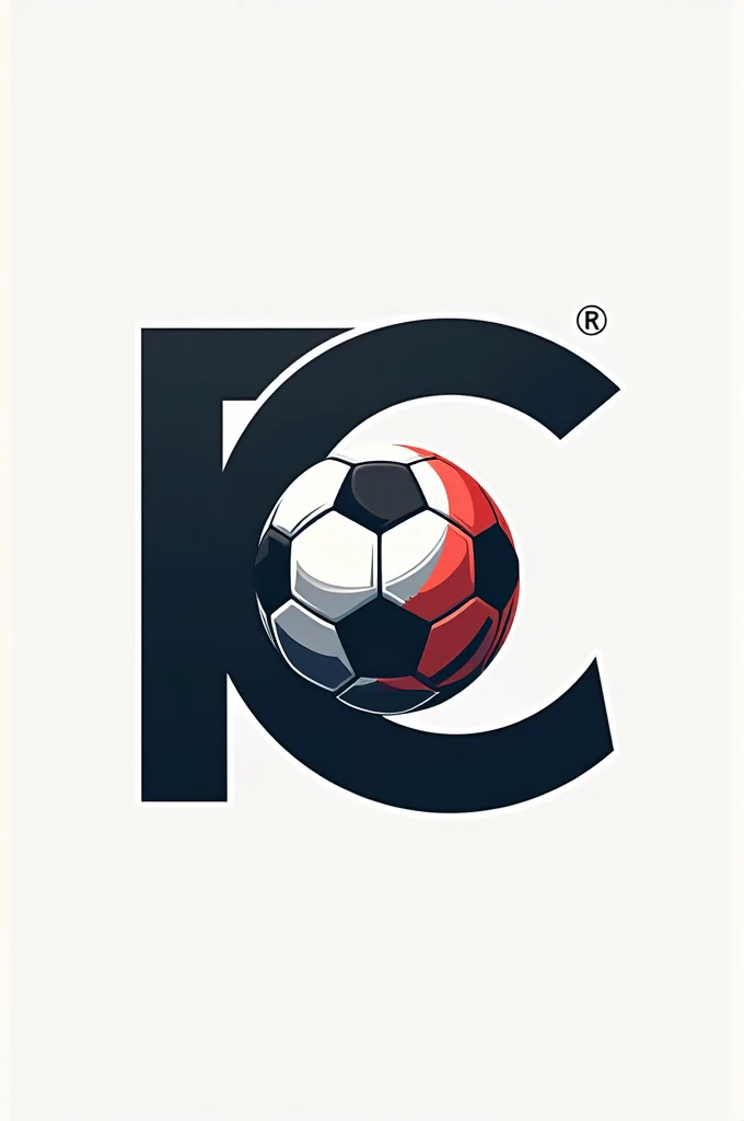 Please make a logo of RC alphabet while having a football picture adjusted in alphabet C