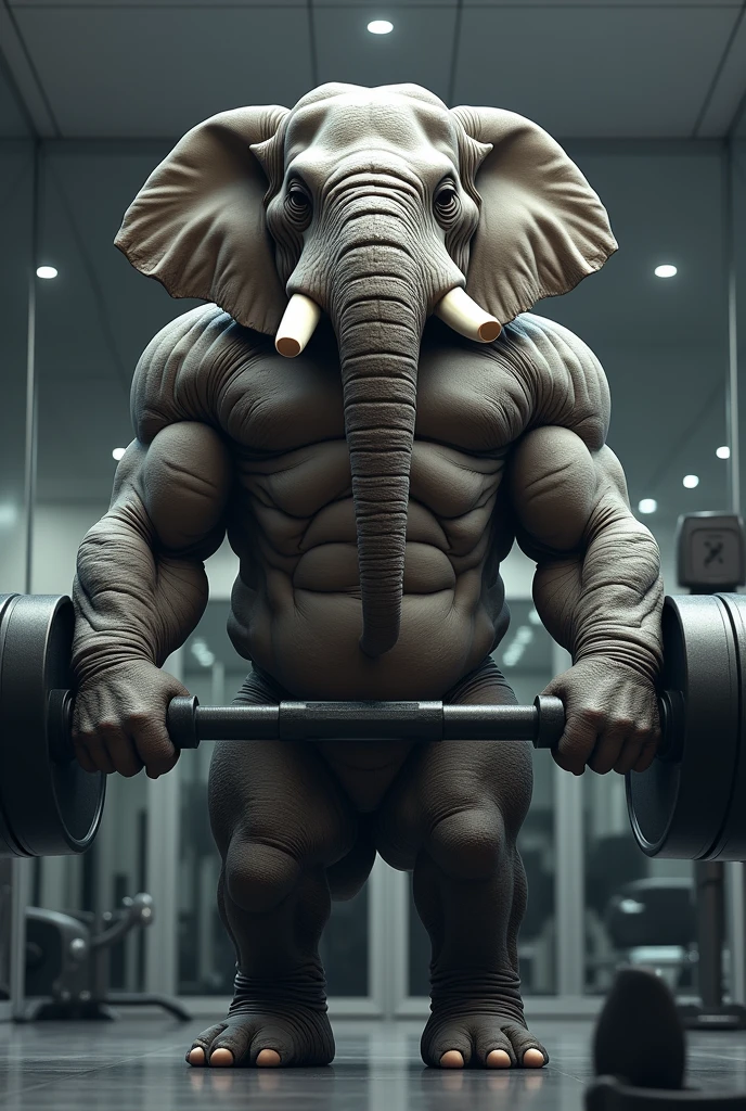 Gym elephant with dumbell logo