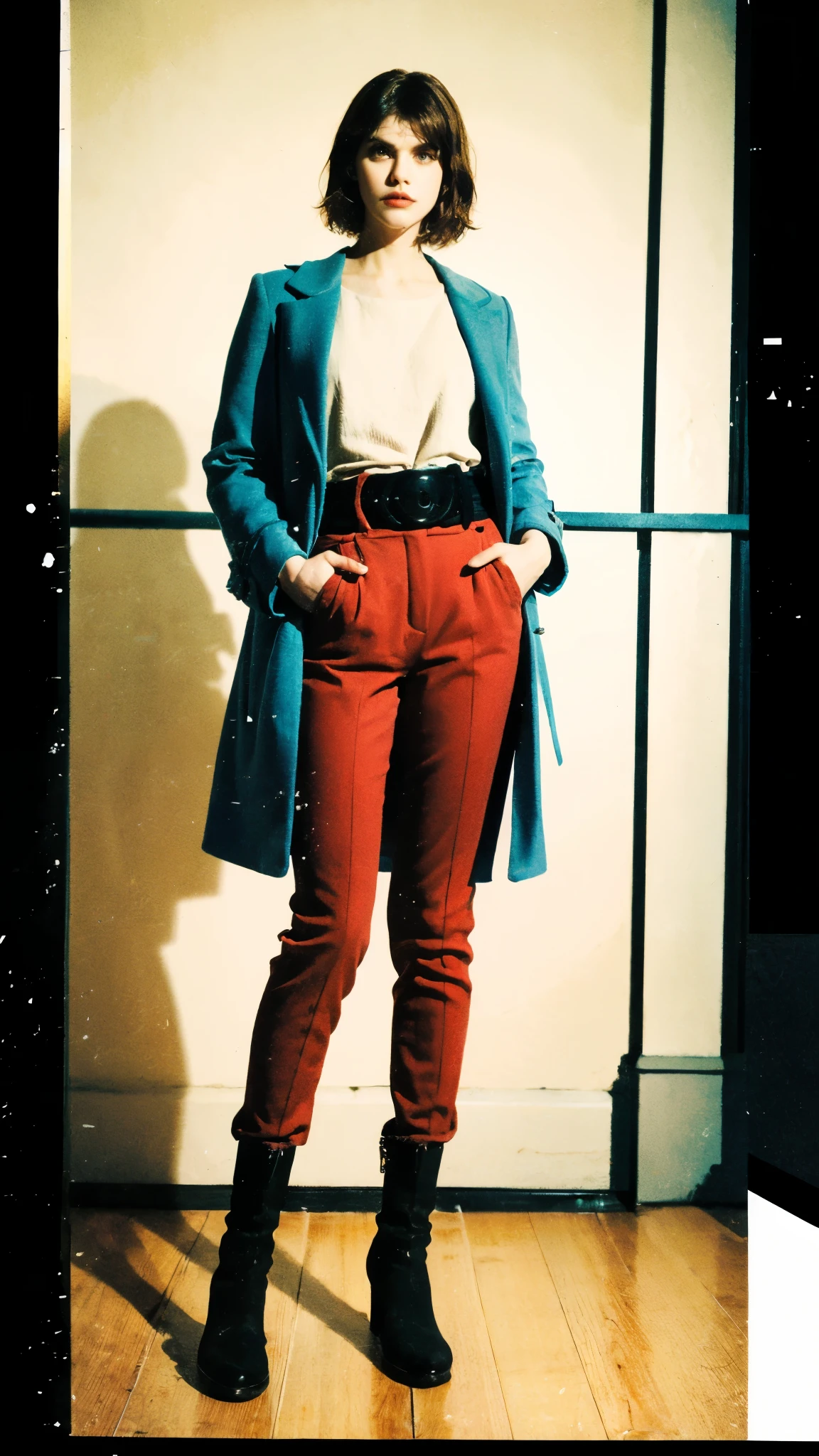 (masterpiece:1.2, best quality:1.2, extremely delicate:1.2), ((Alexandra Daddario:1.2)), a young women with medium-length teal blue long hair, middle part bangs, determined gaze, well-defined facial features, calm expression, sturdy physique, a fantasy-style white long coat with purple-blue patterns, asymmetrical hem, a black belt, gloves, fabric trousers, leather boots, blue and red energy swirling around her, impacting the grassland with their diffused aura, this character embodies a finely crafted fantasy martial arts-style heroine, exquisite photography, Photo realism, photorealistic, goddess, pale skin, perfect skin, textured skin, detailed skin, porcelain skin, dramatic, high definition, highres, ultra-detailed, ultra-fine painting, professional, perfect body proportions, golden ratio, anatomically correct, symmetrical face, perfect eyes, extremely detailed eyes and face, high quality eyes, creativity, RAW photo, UHD, 32k, Natural light, cinematic lighting, (masterpiece-anatomy-perfect:1.2)