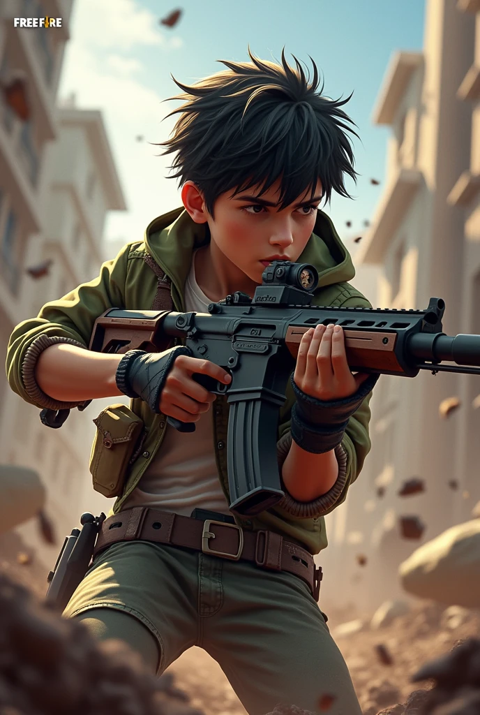 A boy in free fire with gun