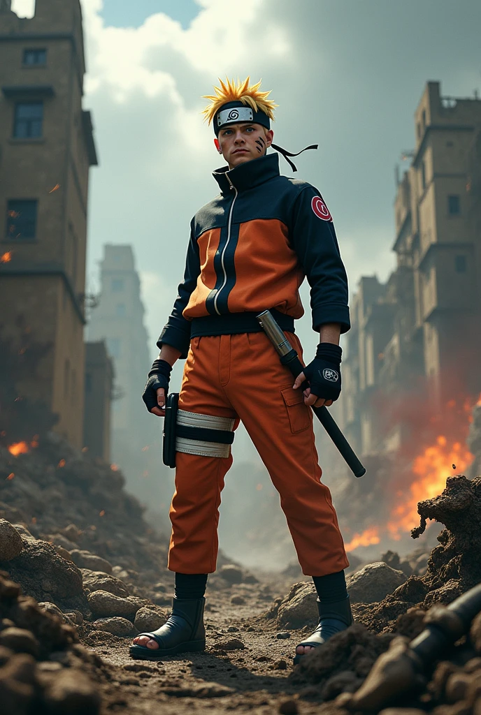 Naruto Uzumaki in a battle field Realism