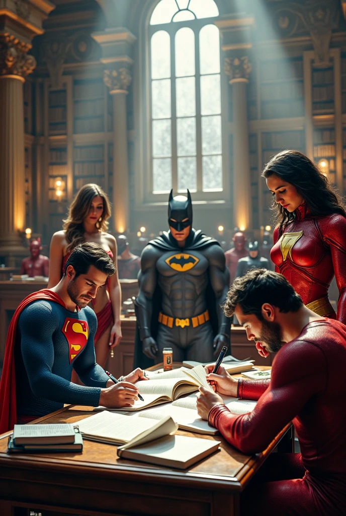 DCU superheroes studying