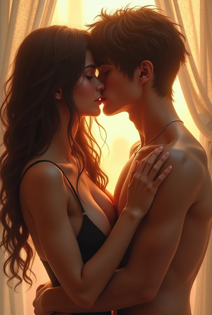 Painting of a teenage couple having passionate sex.