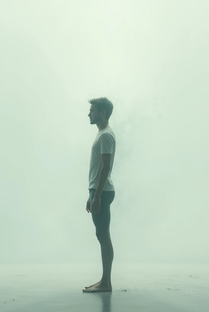 generate an image where a body or person is slowly vanishing through thin air