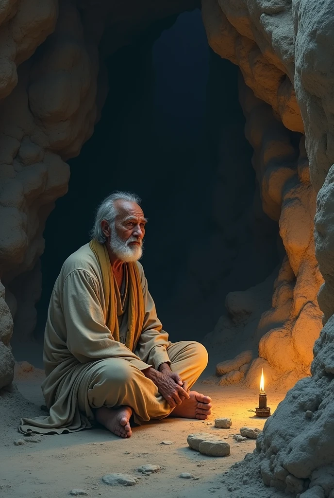 In ancient times, an old man was engaged in worship inside the cave