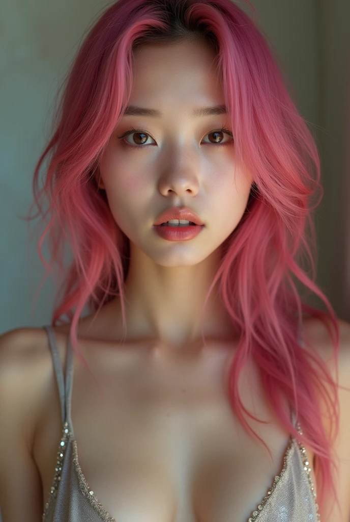 (NUDE:1.4),(orgasm face:1.5),(show your butt hole:1.3),(Pink Hair :1.3),(masterpiece:1.3), (Photorealistic, RAW Photos, Highest quality: 1.4), Skinny Japanese woman, 30 years old, (One Girl), (A vivid face), Detailed face, Detailed eyes, (Long Hair:1.3), (Realistic Skin), (Silver Camisole), Ultra-high resolution, Surreal, High definition, 