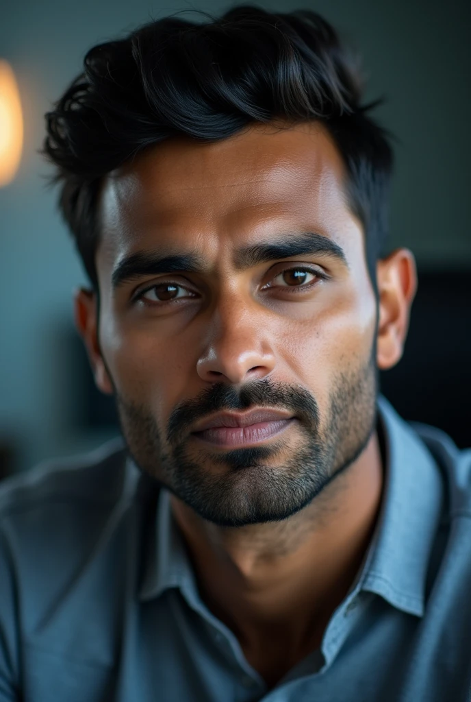 Call centre call men Indian single face on front