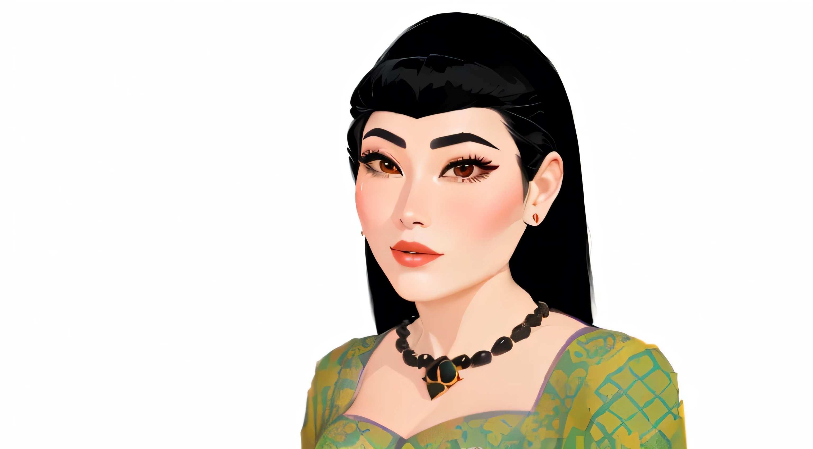 a close up of a cartoon of a woman with a necklace, digital art of an elegant, inspired by reyna rochin, inspired by Lü Ji, cartoon digital painting, portrait of modern darna, inspired by Nazmi Ziya Güran, inspired by Altoon Sultan, inspired by T. K. Padmini, in the art style of bowater
