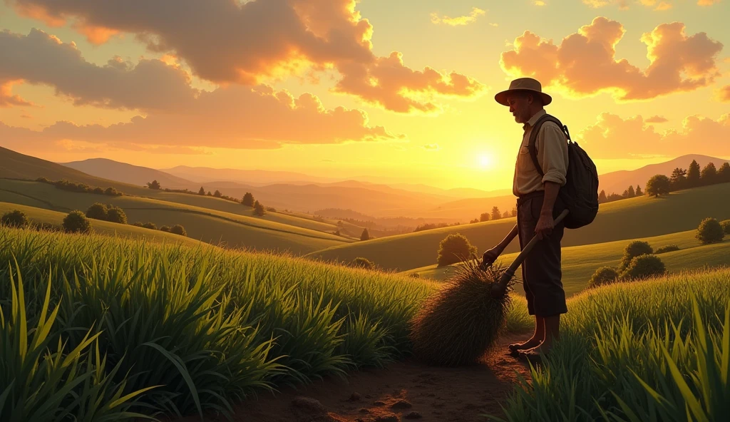 Farmer worked from dawn till twilight