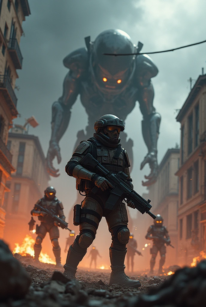 Aliens attack on earth  with his gun
