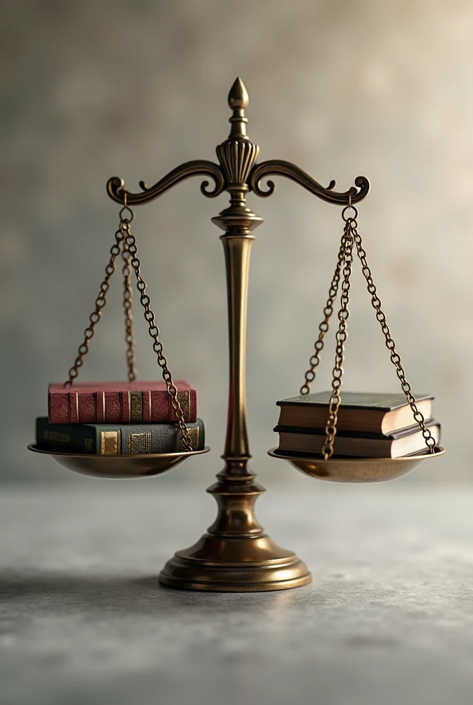 An image of the scales of justice holding books on both palms