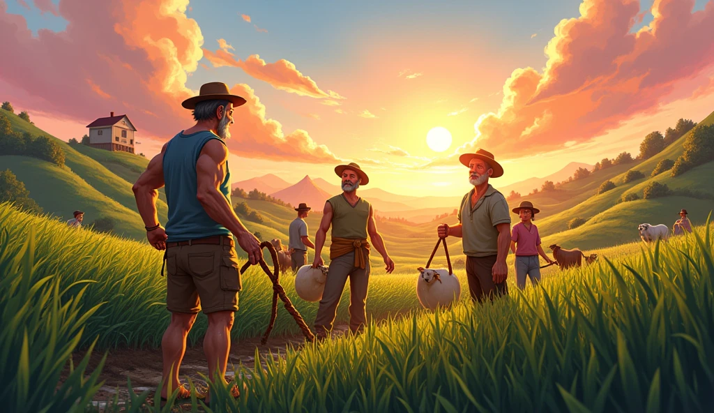 Farmers worked from dawn till twilight : animated