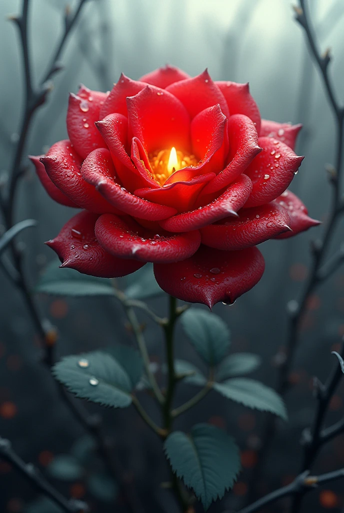 One very bright rose among the grey thorns