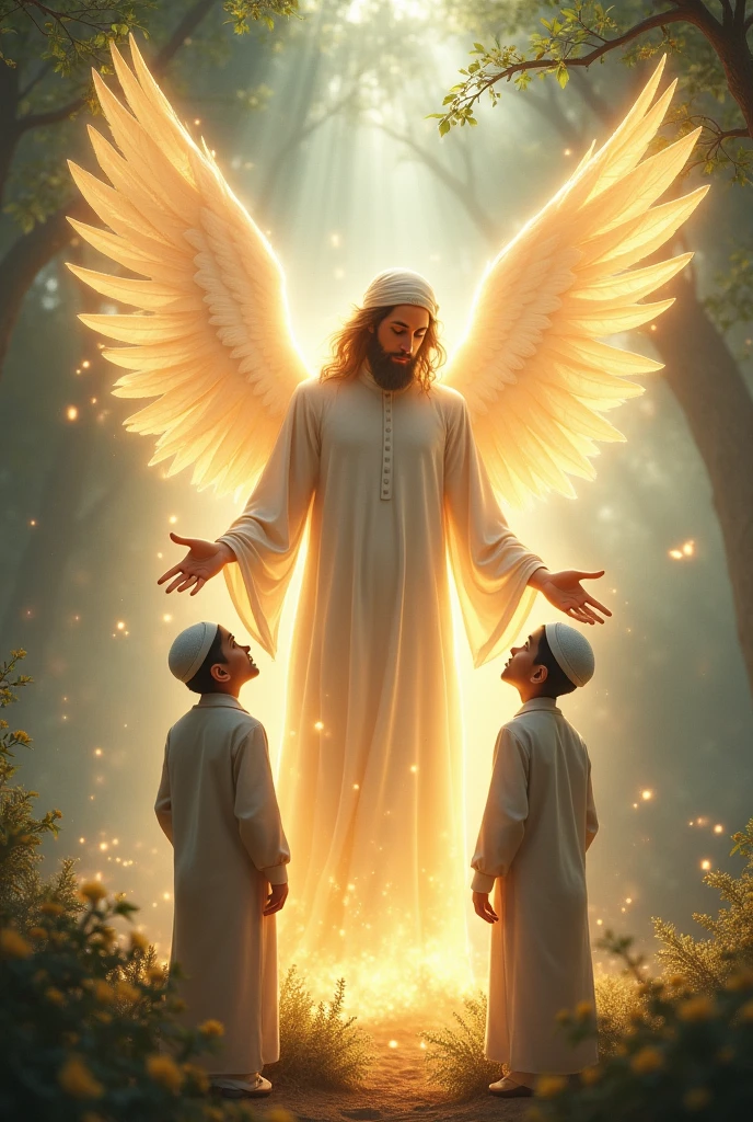 Angel and two Muslim boy