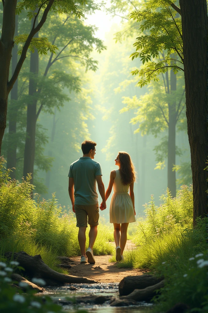 Two couples on the big forest background images