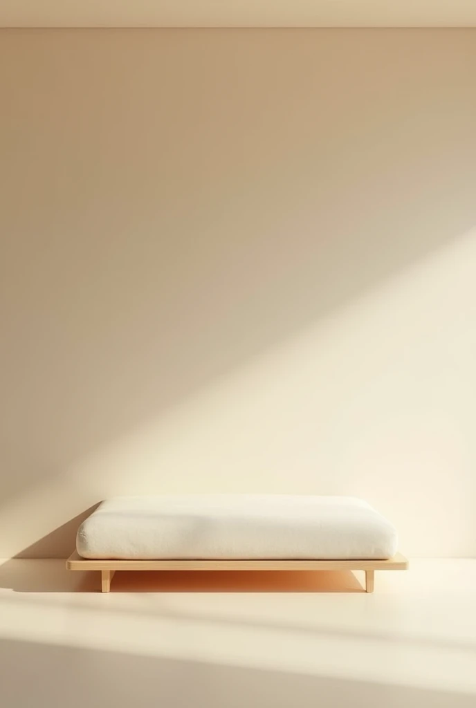 1 empty room 64m2, Start painting the room beige , legless bed , 1m6 wide, 2m long, put against the wall on the right side