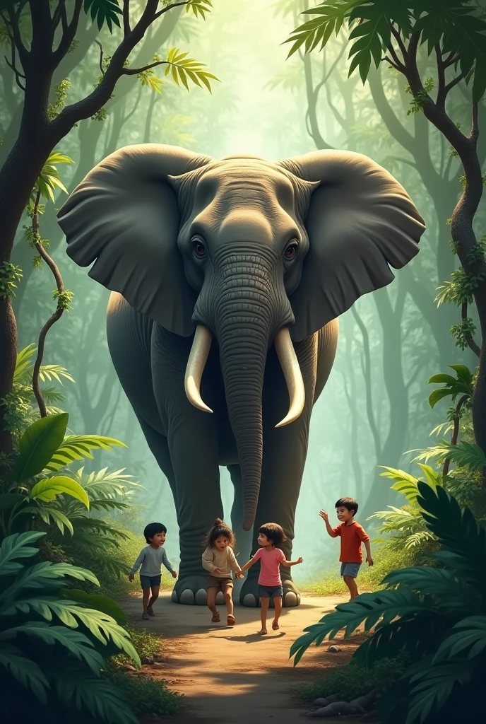 Hathi jungle mein ghoom raha hai bacche hathi ko maar rahe hain