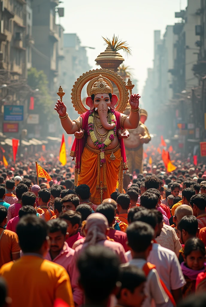 Image of ganpati visarjan yatra in atleast 1500 people are joined