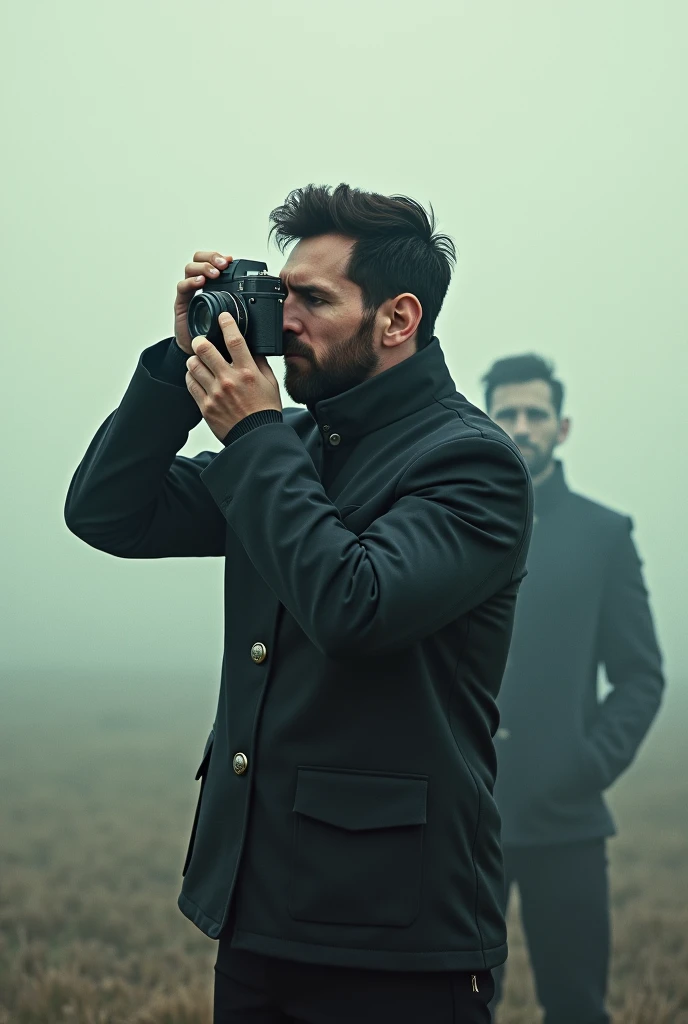 Messi is a camera man taking pictures of Messi with a camera
