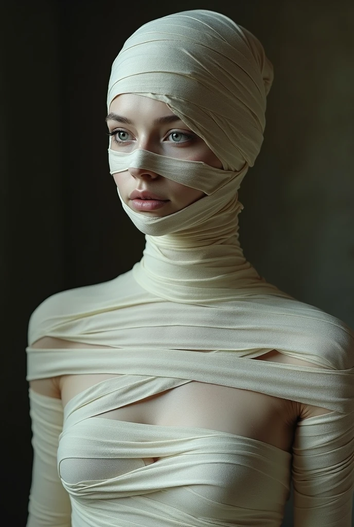 A beautiful girl was forced to be made into a living mummy,, her whole body had become a mummyThe girl couldn't breathe.
The girl had become a fully living mummy.From head to toe, she was tightly wrapped in bandages, leaving no gaps.Her face was also covered in bandages.