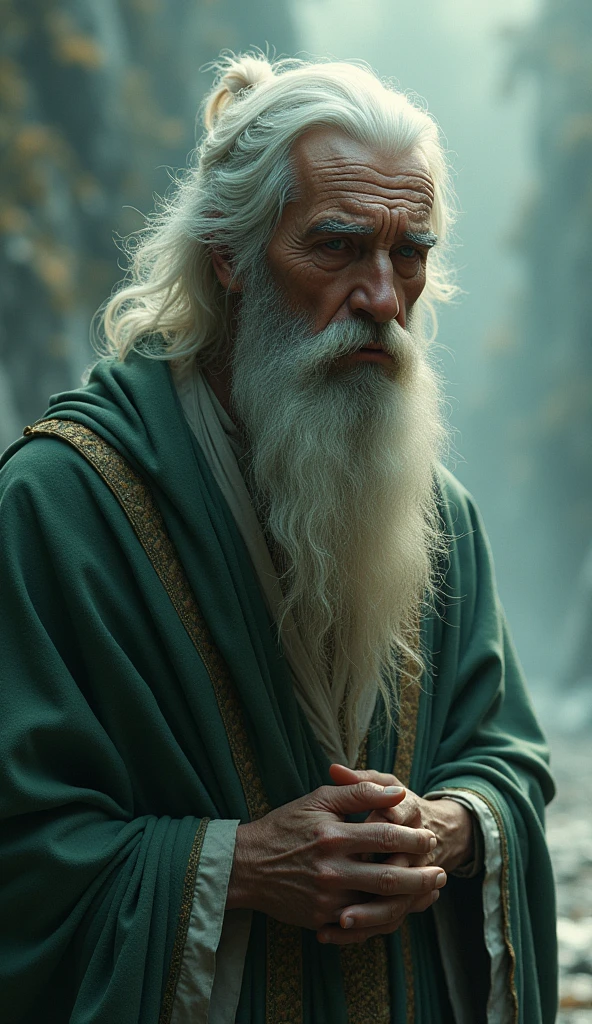 The sage returning to God, looking troubled and exhausted, to express their dissatisfaction with the power.