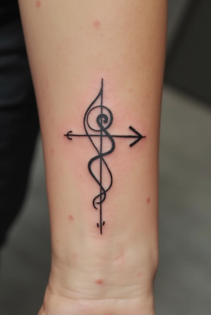 Small tattoo with virgin symbol, du scorpion et du Sagittaire