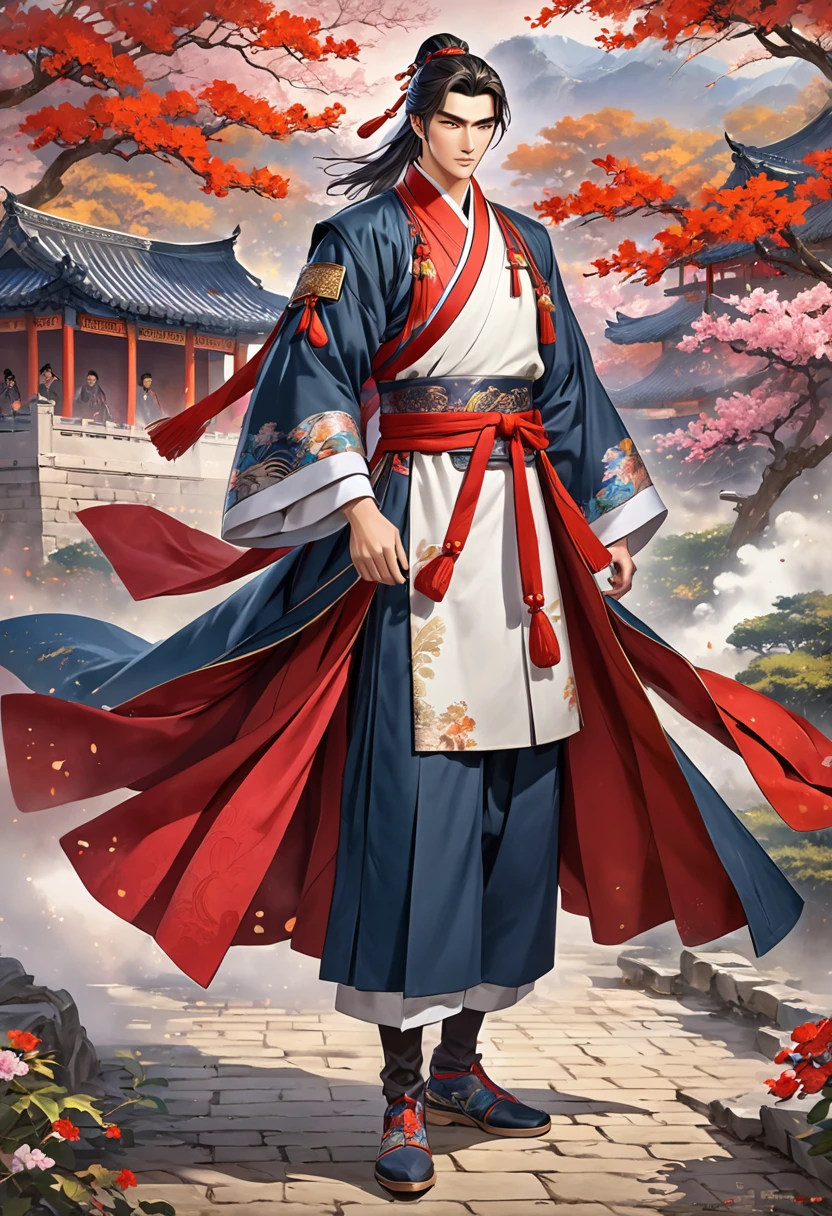 Romance of the Three Kingdoms Zhou Yu, handsome, Full body exposed, Clothes made of a coat, clothes made only of cloth, youth