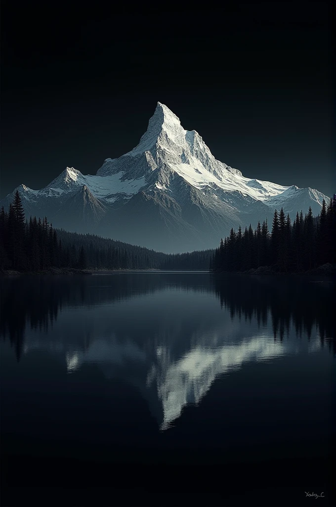 Full black wallpaper, a mountain with water, name give (sourov& rani)