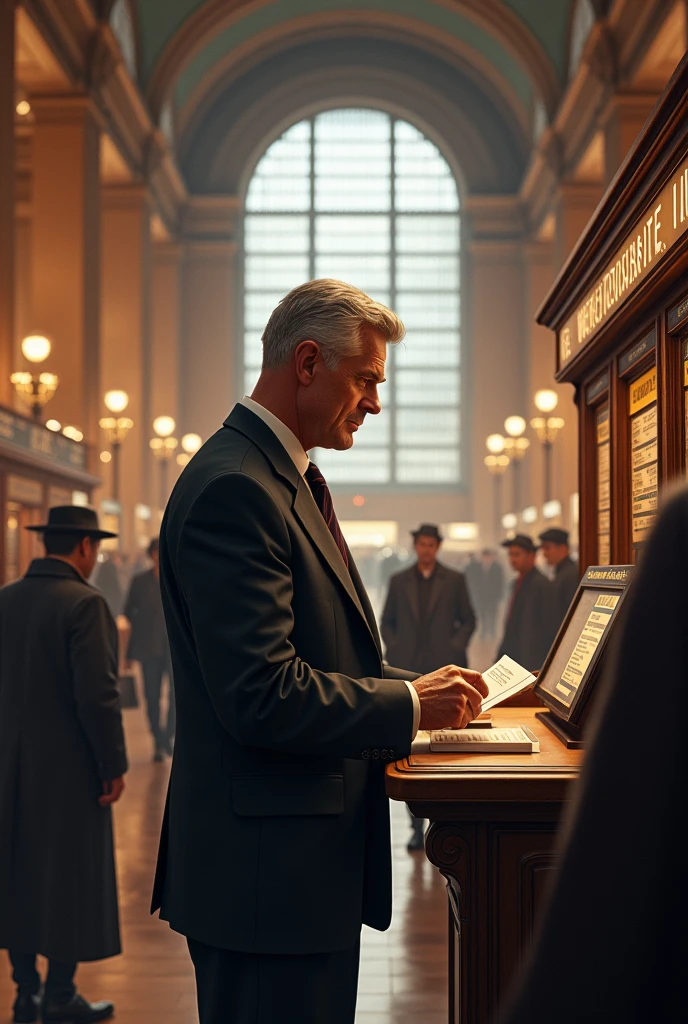 A man boooking train ticket