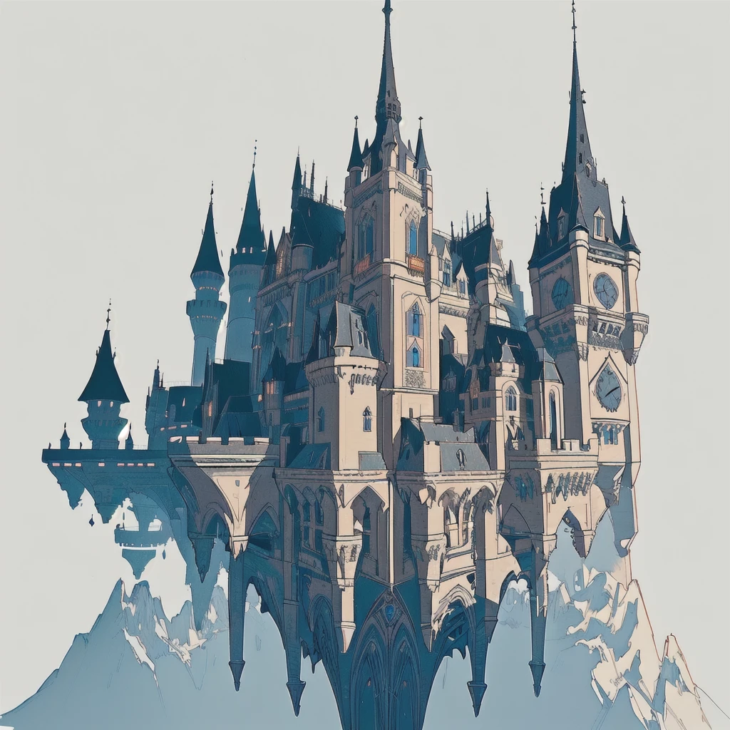 Black outline,Black outline,Black outline,Black outline,Black outline,Black outline,Upside Down Castle , Upside Down Castle , Upside Down Castle , Upside Down Castle , Upside Down Castle , Upside Down Castle , Upside Down Castle , Upside Down Castle , Upside Down Castle , Upside Down Castle , Upside Down Castle , Upside Down Castle , Upside Down Castle , 2D Art, Game Assets,  Close-up of a castle with a clock on top, Gothic Futurist architecture, Fantasy architecture, An exquisitely crafted building, Complex architecture, Extremely detailed line drawing, Complex concept art, Thomas Veyrat Incrusted,Deformed castle,  High Fantasy Castle, Asymmetrical spire, Architectural Illustration, Neo-Gothic Concept, Very long spire , Composition seen from the side, Black outline, Upside-down castle