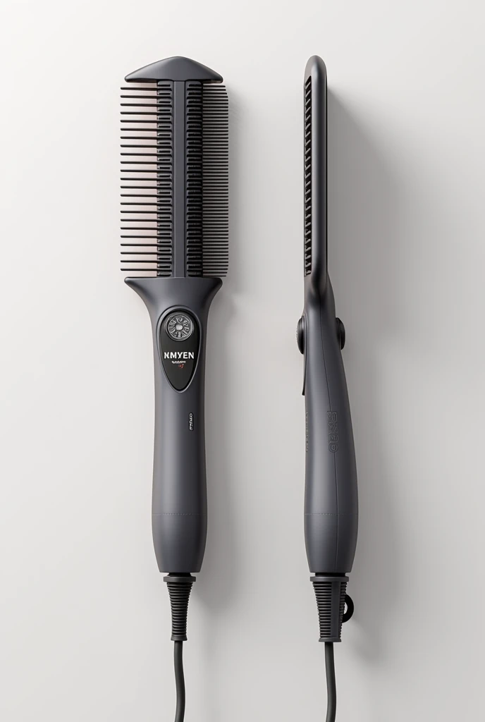 A multifunctional comb that can straightening, curling, hair dyeing, it can change the top part to match different jobs. It has three different button