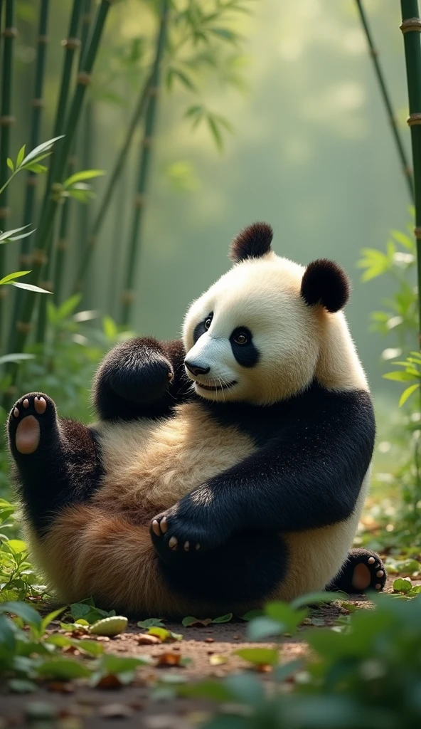 Chinese Giant Panda,Roll on the ground,High-definition quality