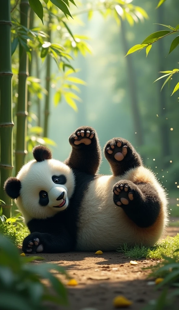 Chinese Giant Panda,Roll on the ground,High-definition quality