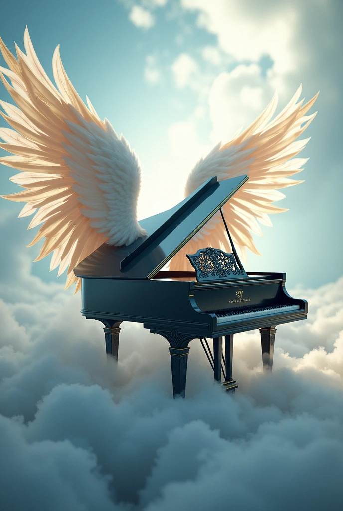 Create a piano with angel wings