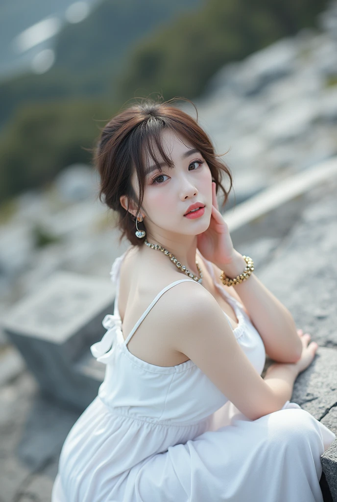8K, masutepiece, Raw photo, Best Quality, Photorealistic, Highly detailed CG Unity 8k wallpaper, depth of fields, Cinematic Light, Lens Flare, Ray tracing, (Extremely beautiful face, Beautiful lips, Beautiful eyes), intricate detail face, (( Ultra detailed skin)) Frangipani, long hair, conjunctivitis, big breasts, pointed ears, face mark, forehead mark, deepshadow, Pretty Korean girl, Kpop Idol, 1 girl, (Very slim and slender fit muscular body:1.3), ((Looking at Viewer)),(Big smile:1.3) , (Fashion Sexy Girl, (Blurred background), Fashion Street ),(No people in the background:1.3), Beautiful earrings, Bracelets, Necklace, pantyhose, Clear eyes, Walking, ( pale skin), (Big eyes), (Brown hairs), (Full body shot), ((sexy micro bikini set)), ((sexy micro bikini set)), (Looking at Viewer:1.3) opened breast, Beautiful hands, perfect body, Big, beautiful breasts, Beautiful butt, medium breasts, backtrack, ass forcus, Before the eyebrows,(Tight Dress), NSFW.