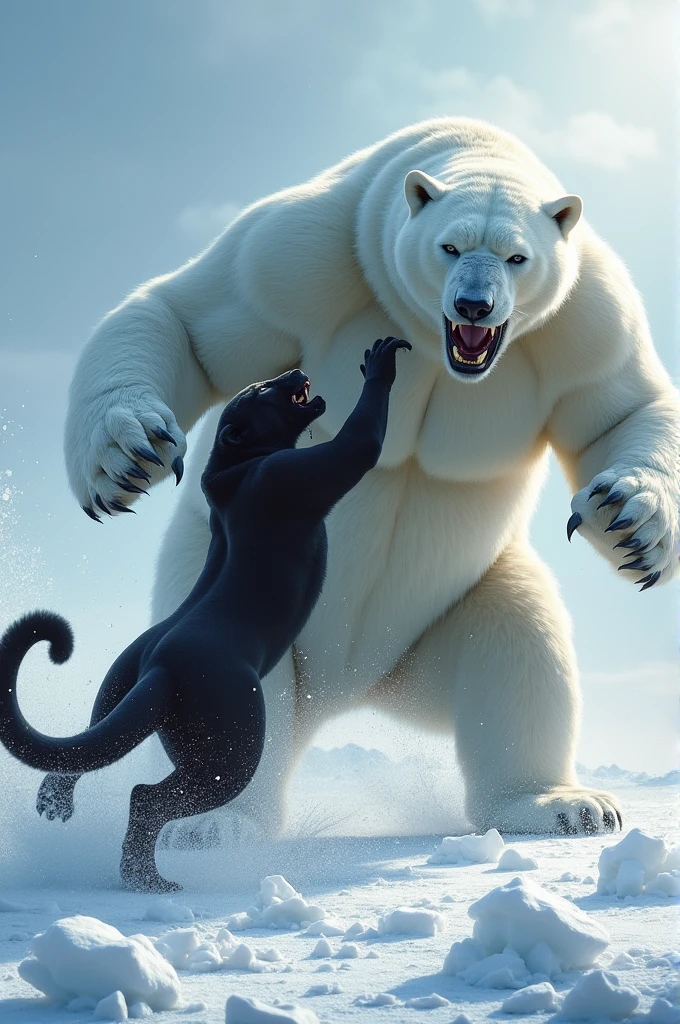 Black panther vs polar bear fighting Black panther won polar bear down