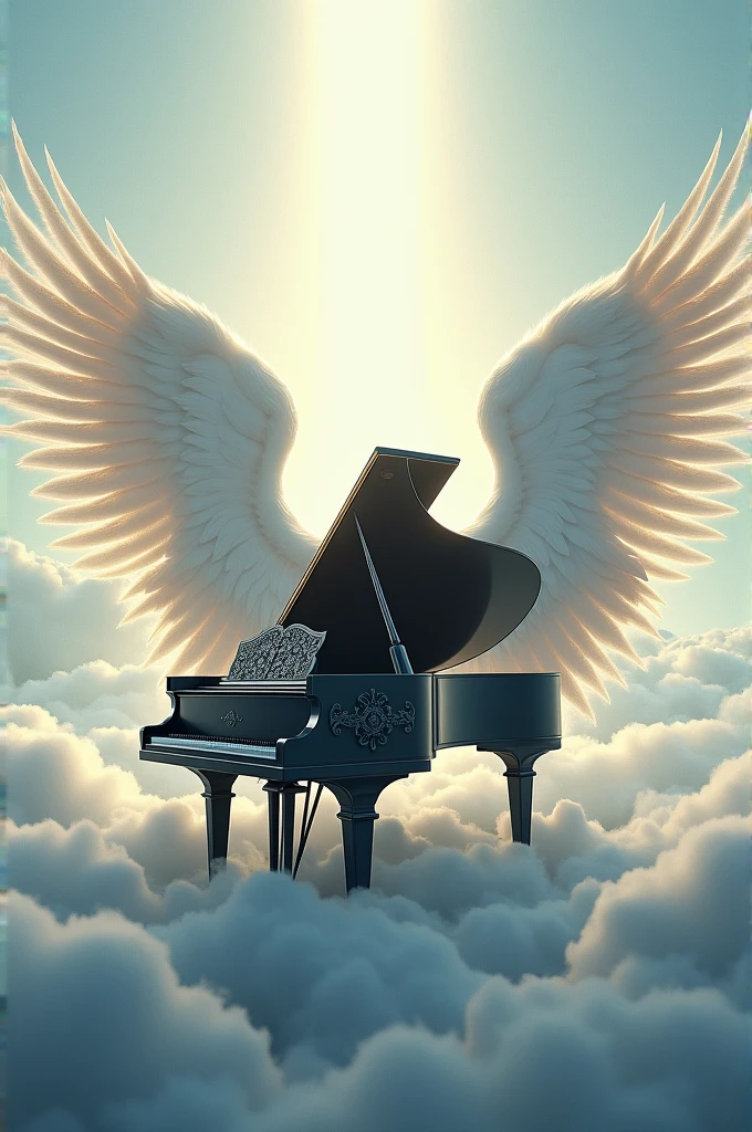 Create a piano with angel wings