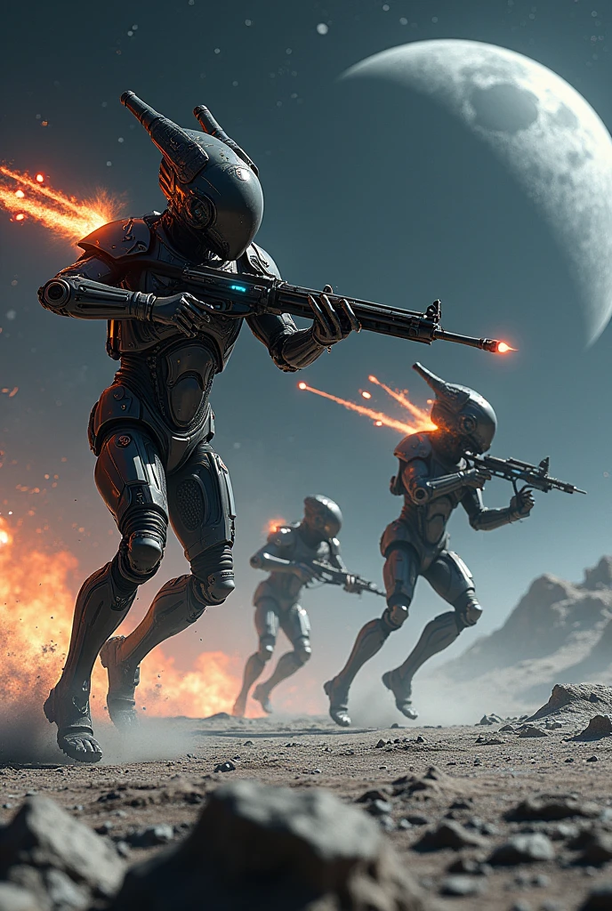 Dark Side of the Moon、The Martians and Venusians boarded cyber robots and engaged in a deadly battle.