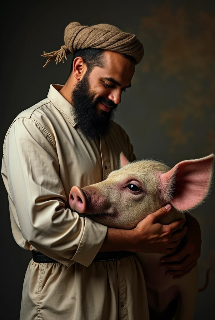 A Muslim man having sex with a pig