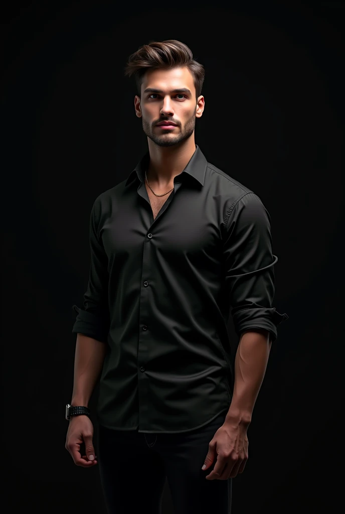 beautiful man 3D Doodle wear black pant and same color shirt for my WhatsApp picture with black shiney background