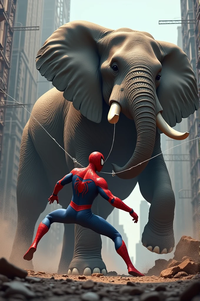 Spiderman and elephant fight 
