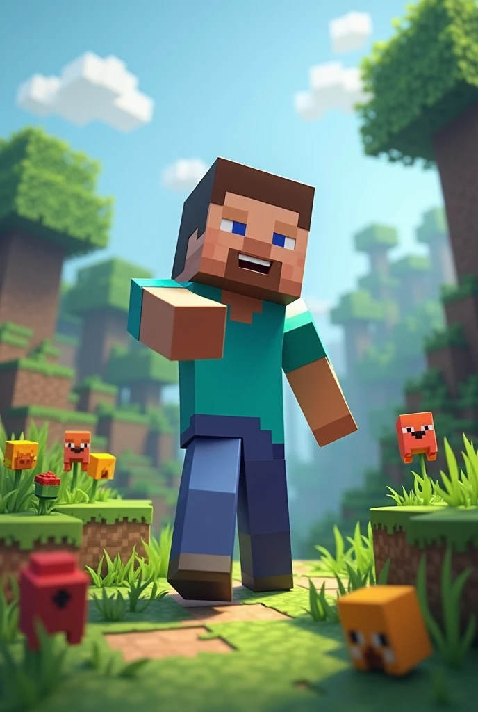 Minecraft character enjoying 
