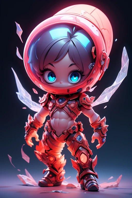 Create a monster image, a small, big-headed, baby monster.. The body is transparent and can be seen through. The image is sharp and detailed., with beautiful colors.. With arms, leg, eyes, mouth, พื้นหลังสีlegว