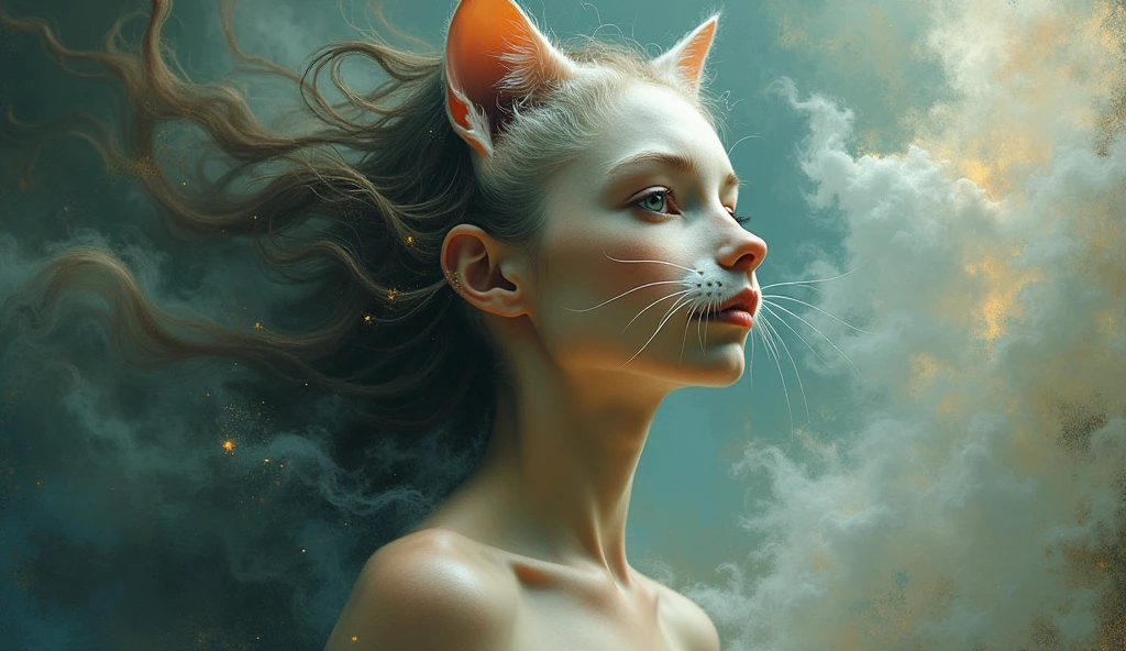 Cat metamorphosis-woman art