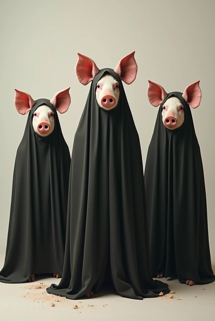 Pigs dressed as Muslims with a burka