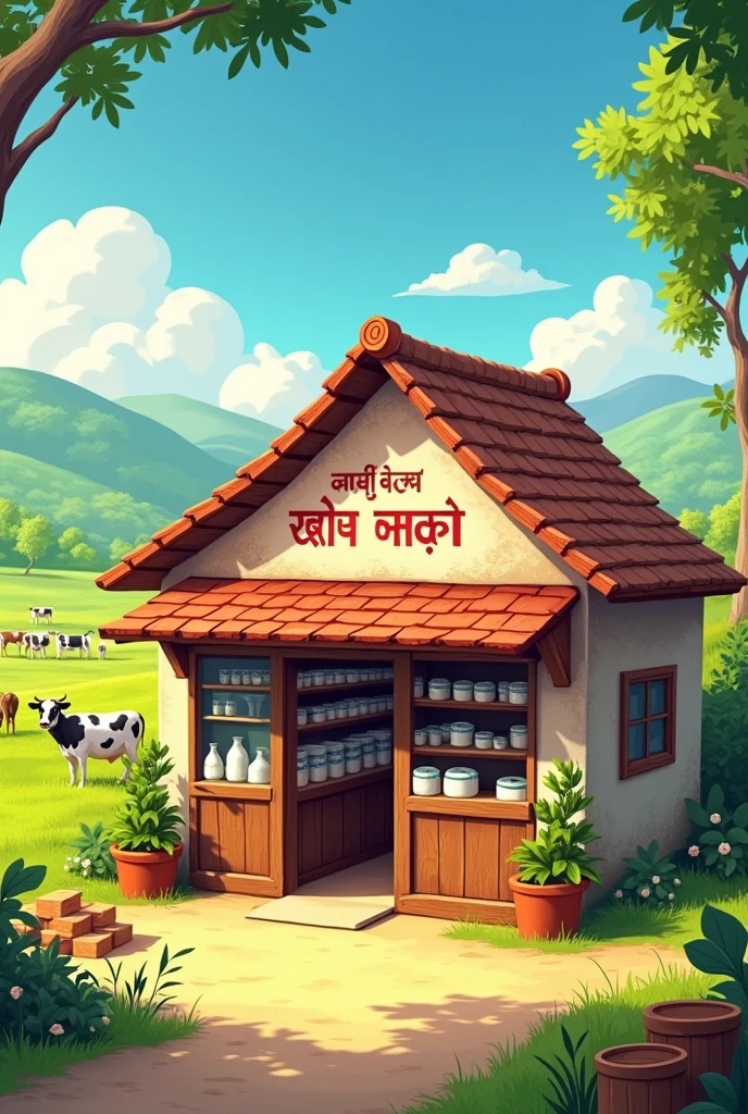 Ayaj Patel Dairyfarm for shop in Marathi text
